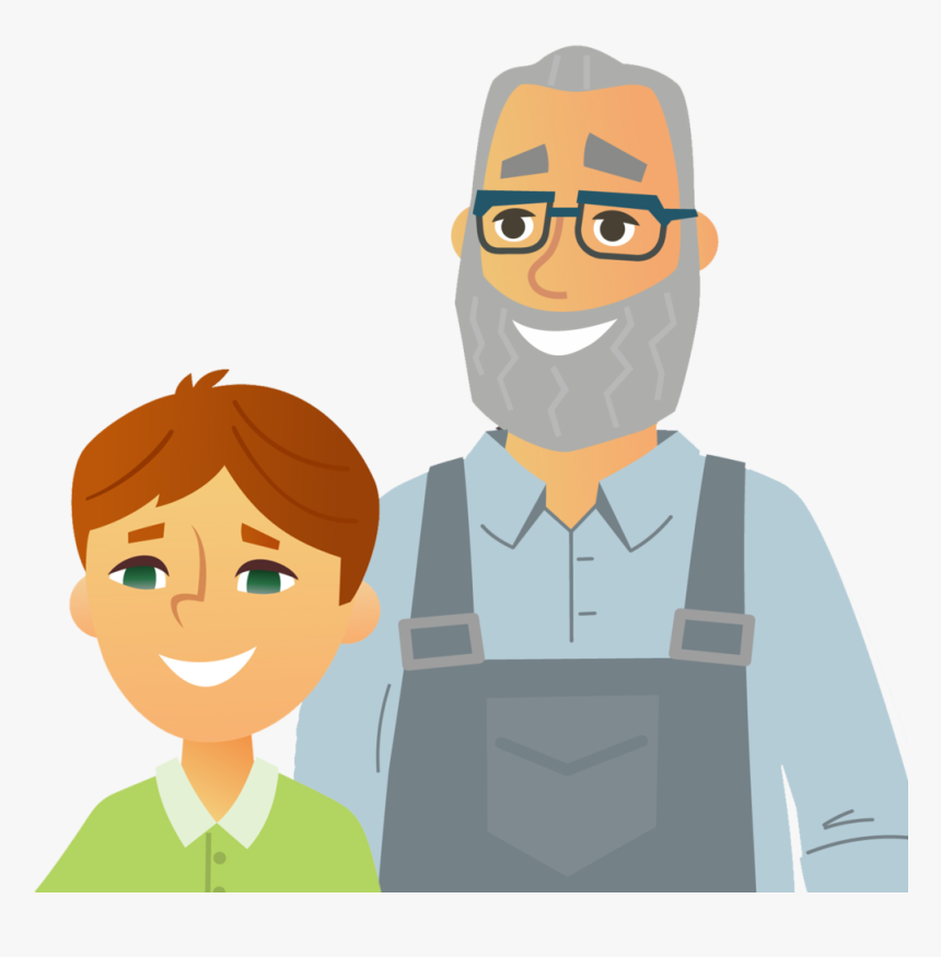 Grandpa & Son - Cartoon, HD Png Download, Free Download