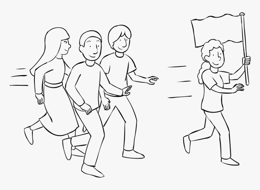 Group Playing Capture The Flag - Line Art, HD Png Download, Free Download