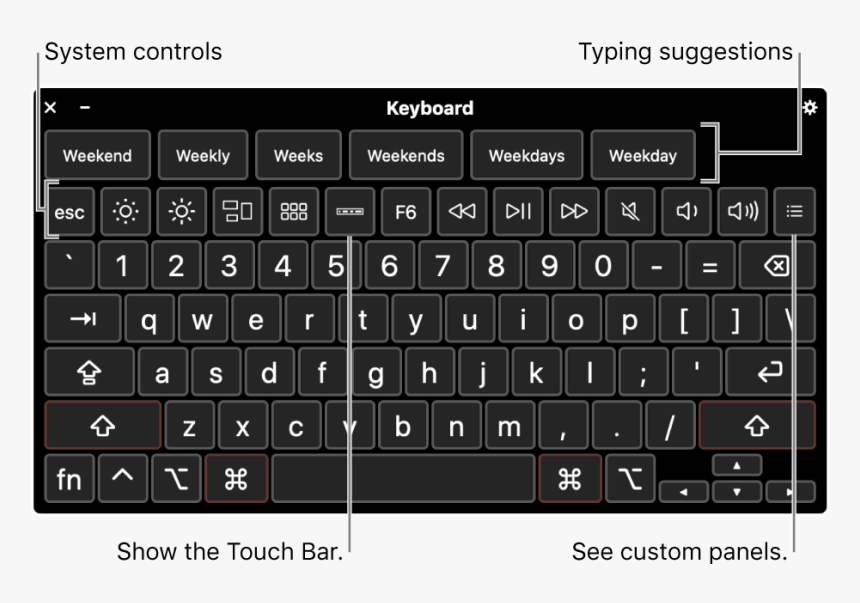 The Accessibility Keyboard With Typing Suggestions - Accessibility Keyboard On Macbook Pro Apple, HD Png Download, Free Download