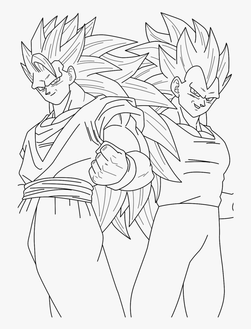 Goku Ssj3 And Vegeta Ssj3 Lineart By Jonathanpiccini - Goku And Vegeta ...