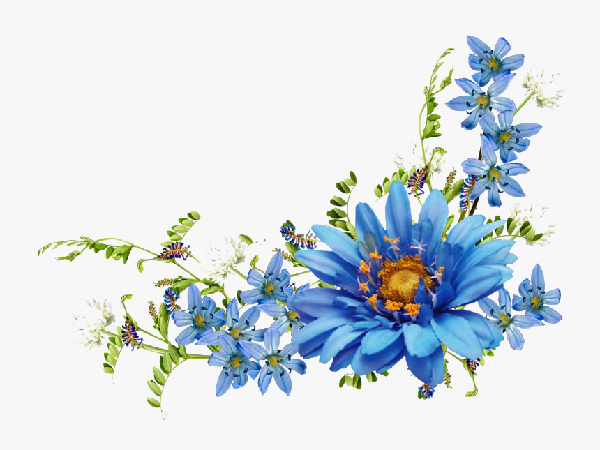 Blue Floral Png Photos - Transparent Blue Flower Border Png, Png Download, Free Download