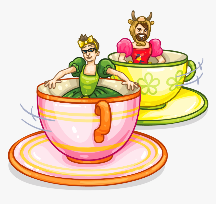 Tea Cup Ride Clipart - Tea Cup Ride Cartoon, HD Png Download, Free Download