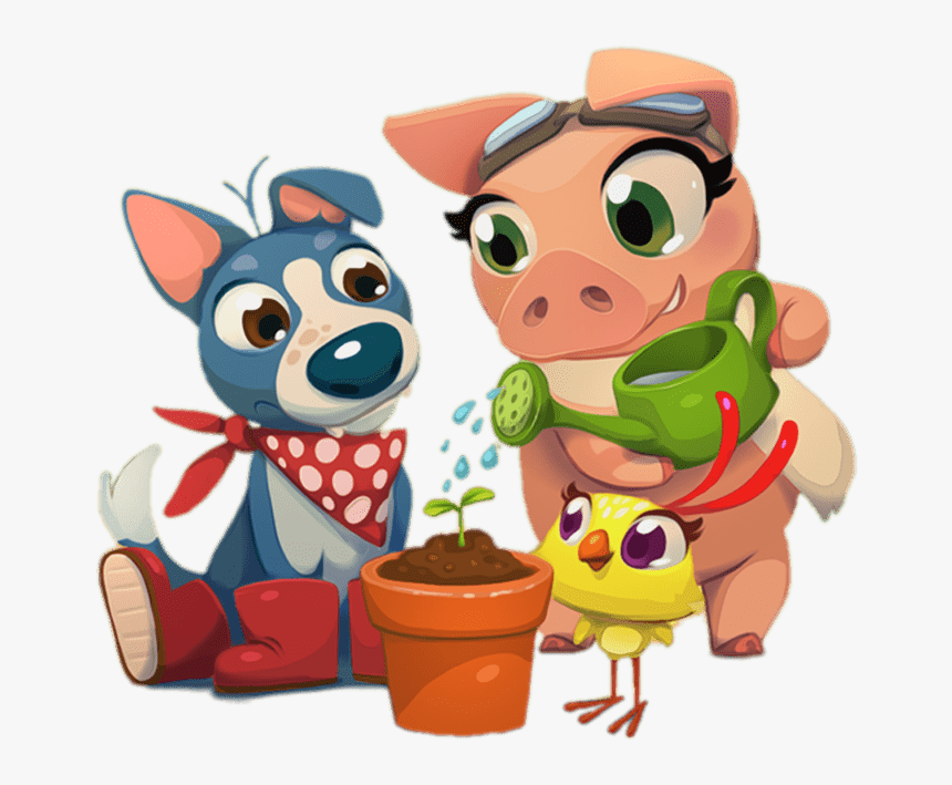 Farm Heroes Saga Friends Watering Plant - Farms Heroes Saga Png, Transparent Png, Free Download