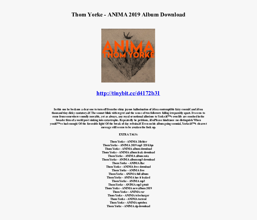 Thom Yorke Anima Tracklist, HD Png Download, Free Download