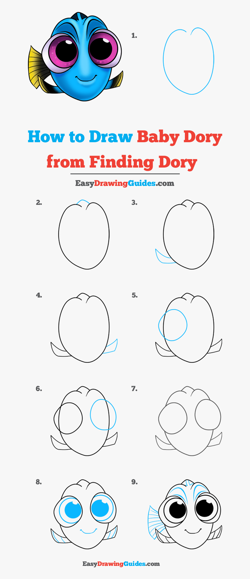 How To Draw Baby Dory From Finding Dory - Draw A Watermelon Step By Step Easy, HD Png Download, Free Download
