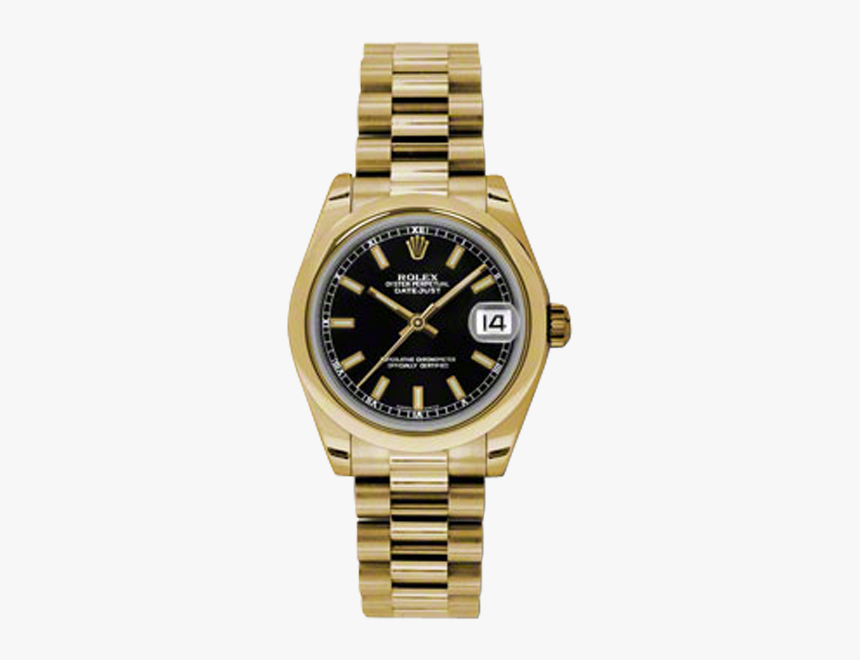 New Rolex New Style Midsize Yellow Gold President Watch - Rolex Datejust Yellow Gold Black Dail, HD Png Download, Free Download