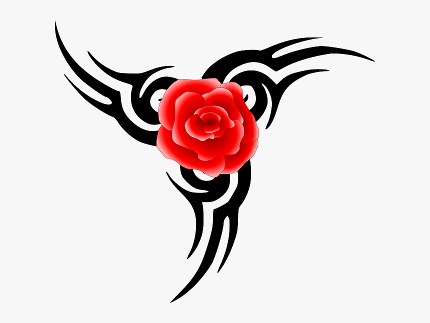 Red, Black, Celtic, Tribal, Blue, Simple, Small - Tribal Red Rose Tattoo, HD Png Download, Free Download