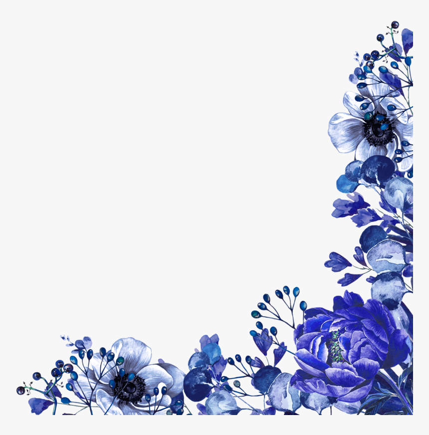 Blue Flower Corner Png, Transparent Png, Free Download