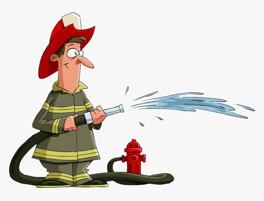 Clip Black And White Stock Clipart Firefighter - Fireman Hose Cartoon, HD Png Download, Free Download