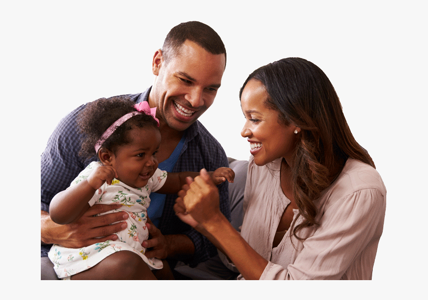 Happy Parents Playing With Baby Girl On Dad’s Knee, - Black Parents With Baby, HD Png Download, Free Download