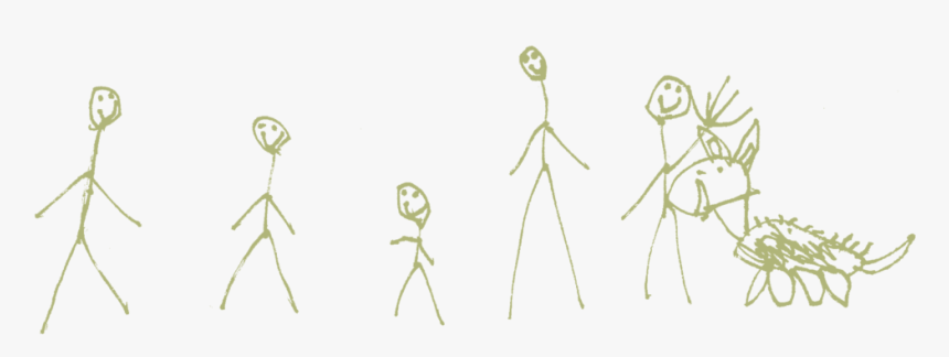 Family With Dog Green - Sketch, HD Png Download, Free Download