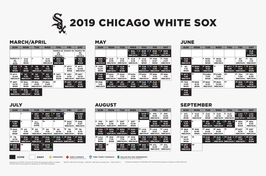 White Sox 2019 Schedule, HD Png Download, Free Download