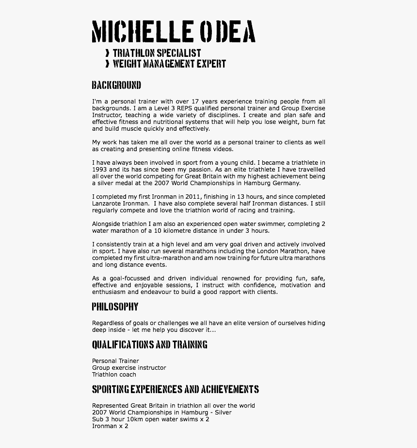 Michelle O"dea > Triathlon Specialist > Weight Management, HD Png Download, Free Download