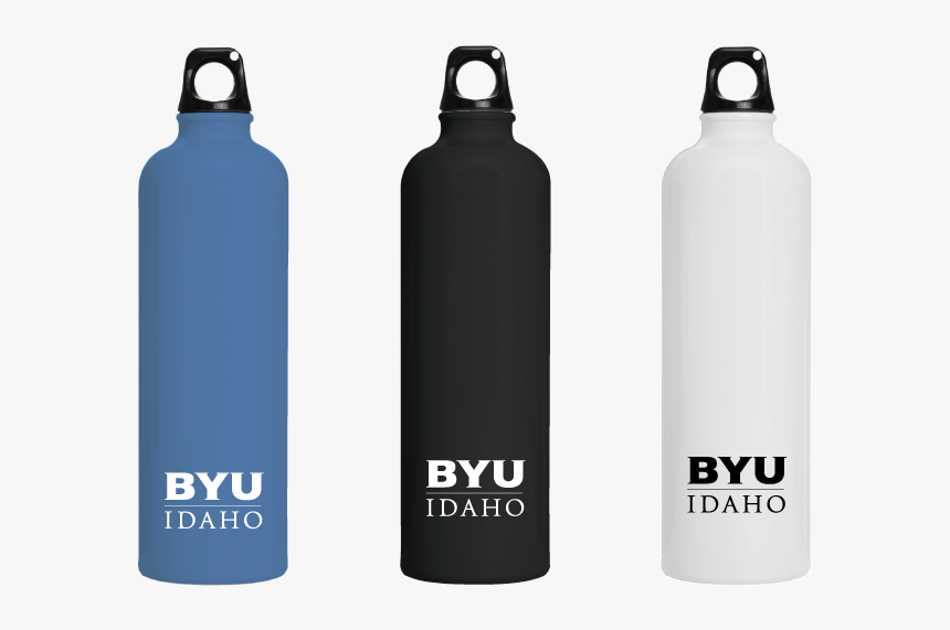 Three Metal Water Bottles Blue, Black And White All - Water Bottle, HD Png Download, Free Download
