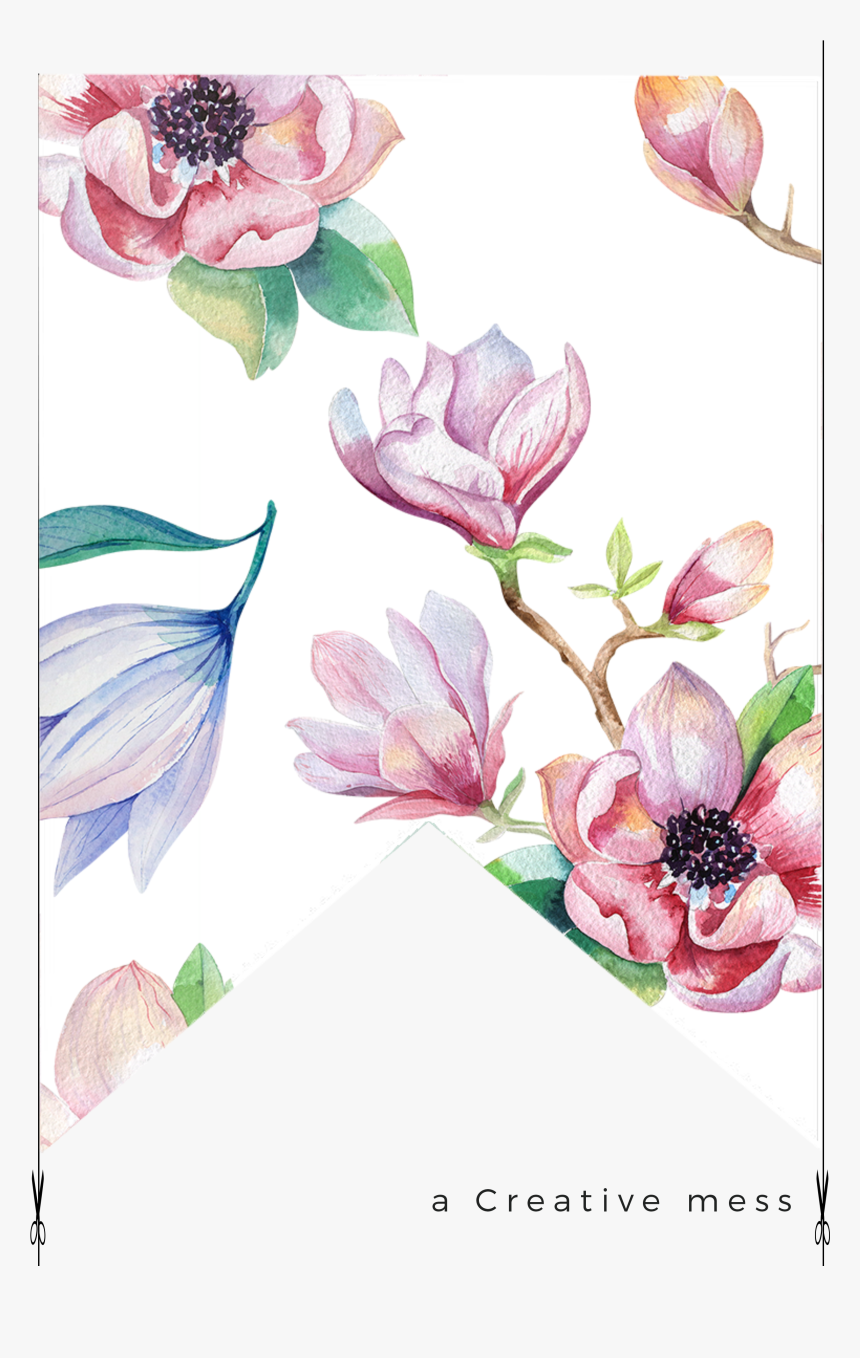 Magnolia Watercolor Diy Clipart - Flower And Leaf Watercolour, HD Png Download, Free Download