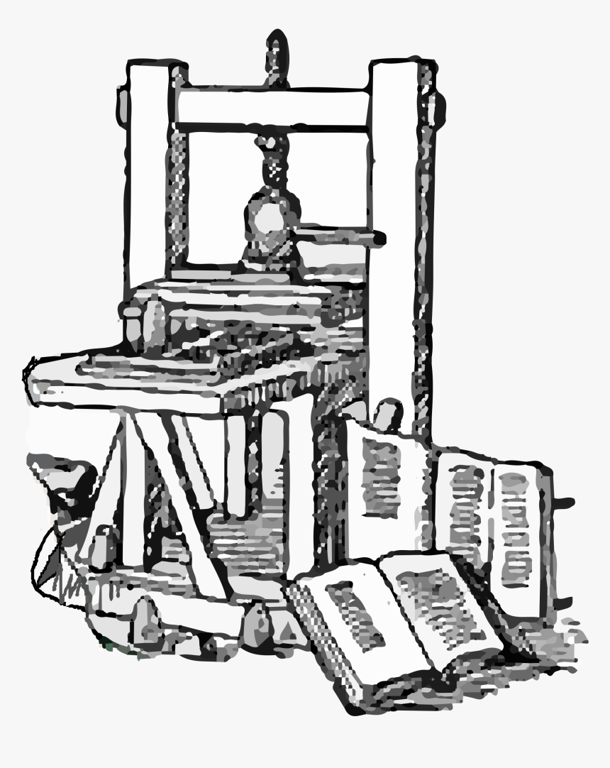 Transparent Printing Press Clipart - Printing Press Medieval Period, HD Png Download, Free Download