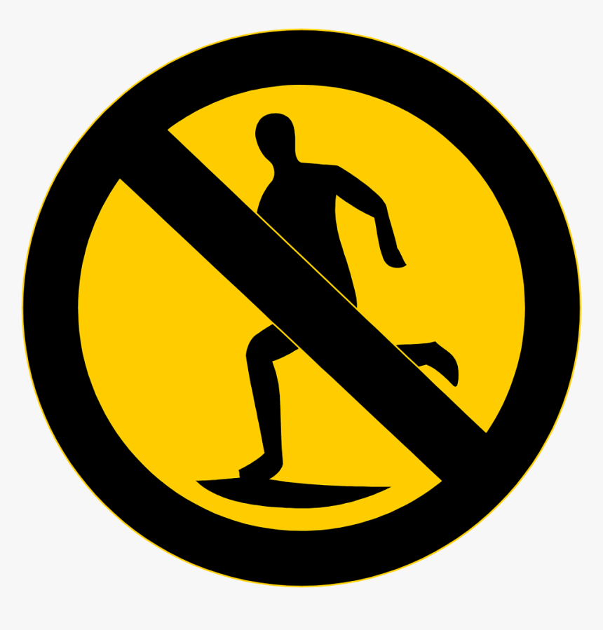 Runner Clipart Road Run - No Running Yellow Sign, HD Png Download, Free Download