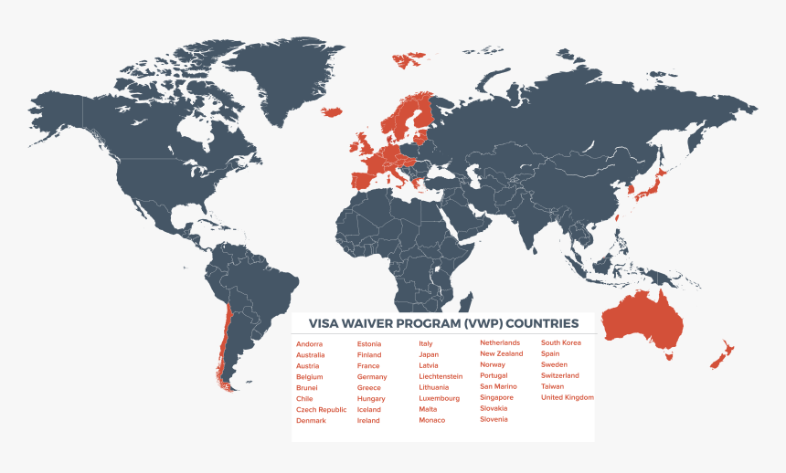 World Map , Png Download - Visa Waiver Program Map, Transparent Png, Free Download