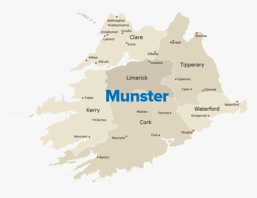 Munster Png - Map Of Ireland, Transparent Png, Free Download