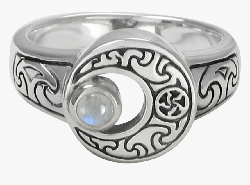 Crescent Moon With Moonstone Ring - Sterling Silver Flip Ring Moon, HD Png Download, Free Download