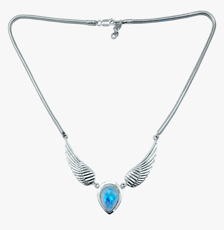 A Stunning Silver Angel Wing Necklace Set With Top - Necklace, HD Png Download, Free Download
