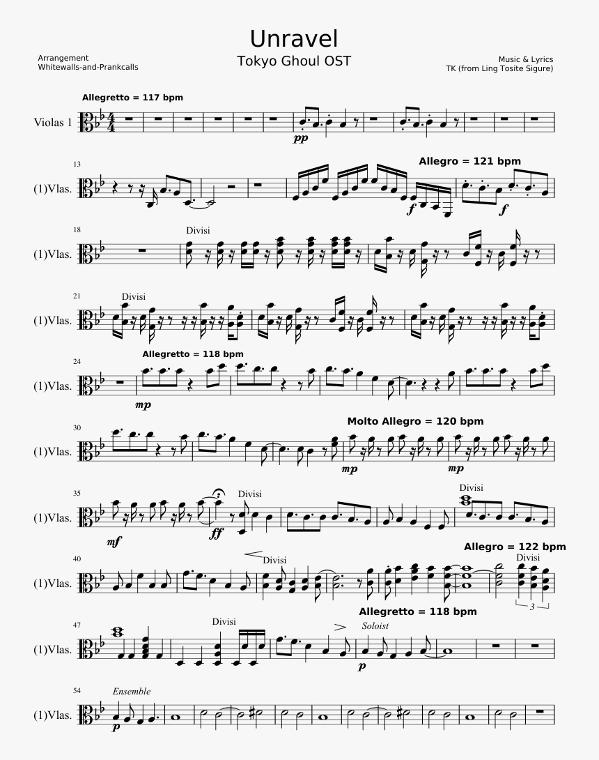 Partitura De Unravel Para Violin, HD Png Download, Free Download