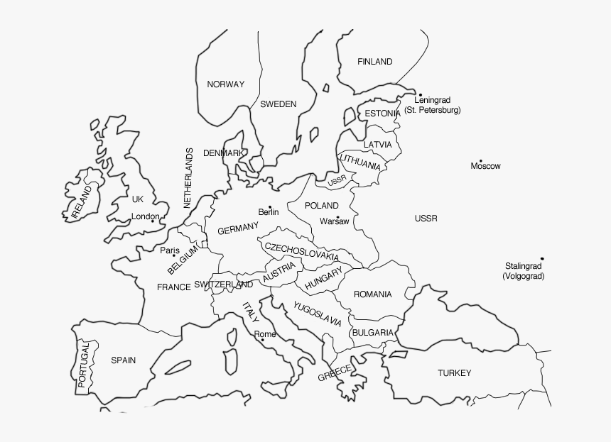Printable Blank Map Of Europe Ww2 Zone Map