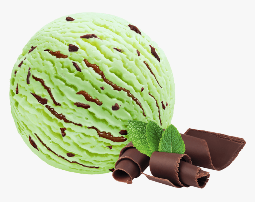 Mint Ice Cream With Mint And Chocolate Cream And Chocolate - Mint Ball Of Ice Cream, HD Png Download, Free Download