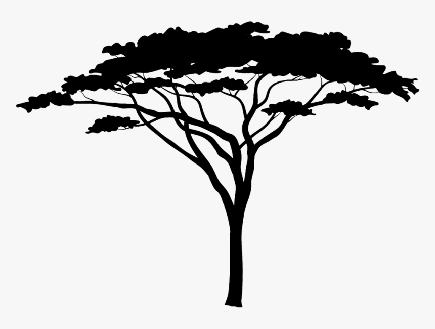 Acacia Tree Black - African Tree Wall Decal, HD Png Download, Free Download