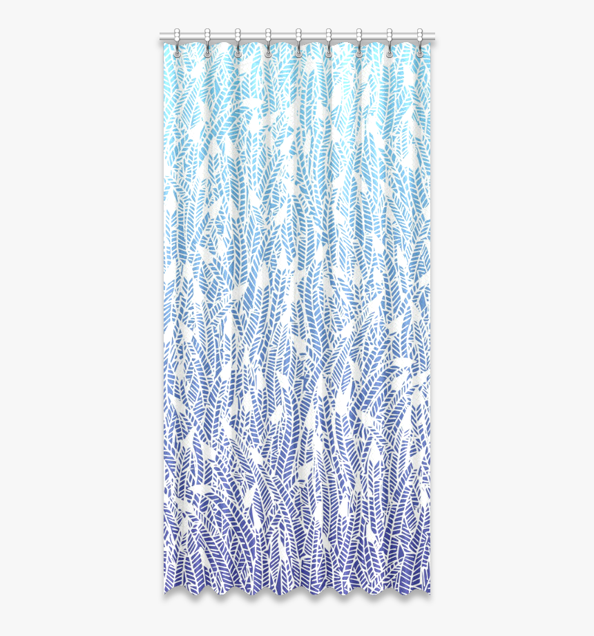 Blue Ombre Feather Pattern Window Curtain - Curtain, HD Png Download, Free Download