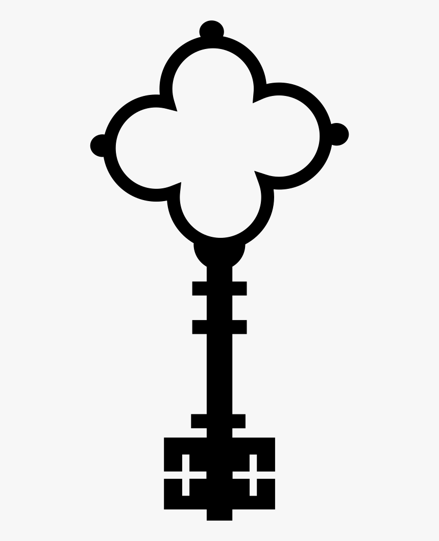 Flower Shaped Key With Crosses Of Vintage Elegant Design - Portable Network Graphics, HD Png Download, Free Download