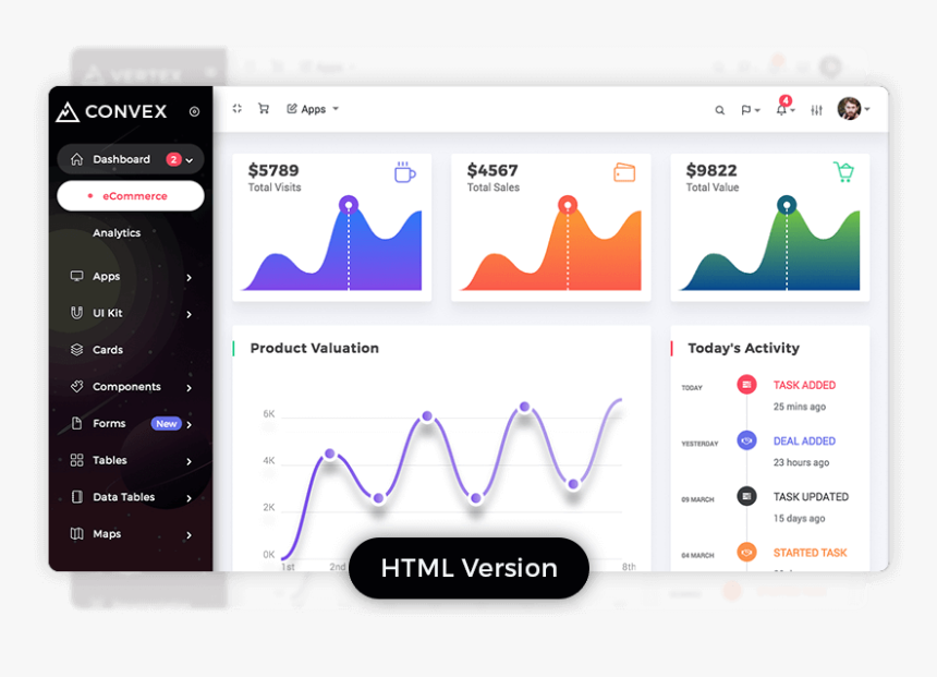 Angular 8 Bootstrap 4 Dashboard, HD Png Download, Free Download