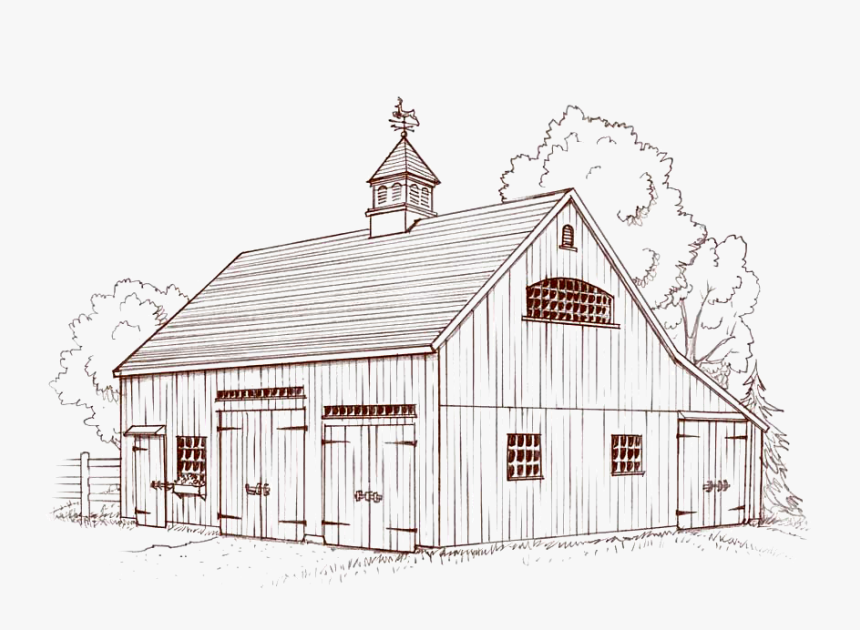 Line Drawing Farmhouse Barn Barn Png, Transparent Png, Free Download