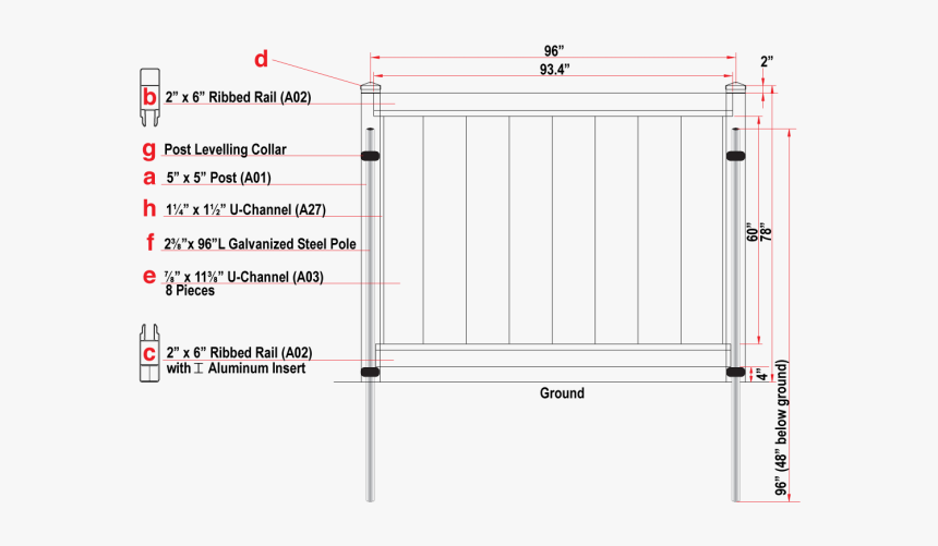 Premium Vinyl 8ft Privacy Fence Installation Component - Vinyl Fence Installation Instructions, HD Png Download, Free Download