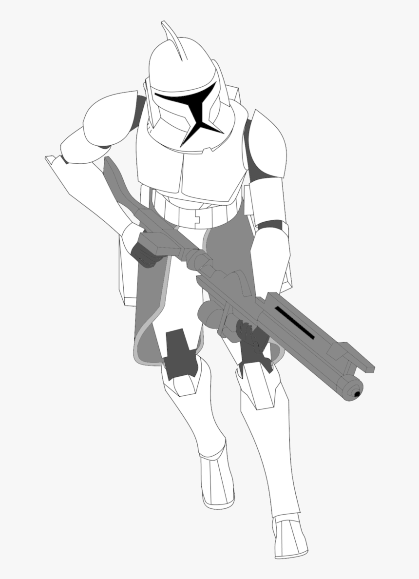 Transparent Clone Trooper Clipart - Star Wars Drawing Clone Trooper, HD Png Download, Free Download