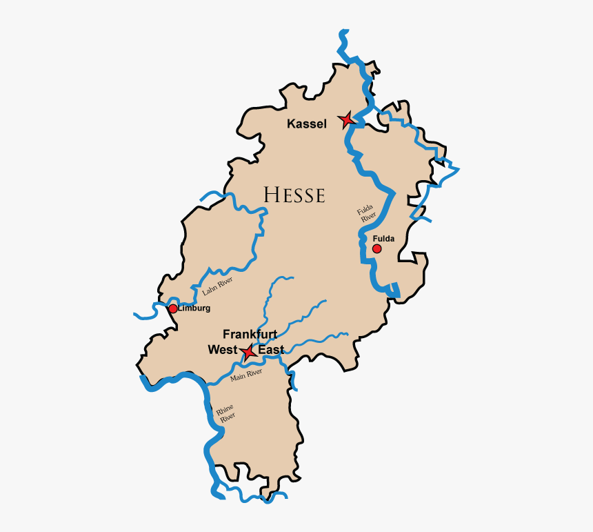 Map Of The German State Of Hesse With Links To Castle - Hesse Germany Map, HD Png Download, Free Download