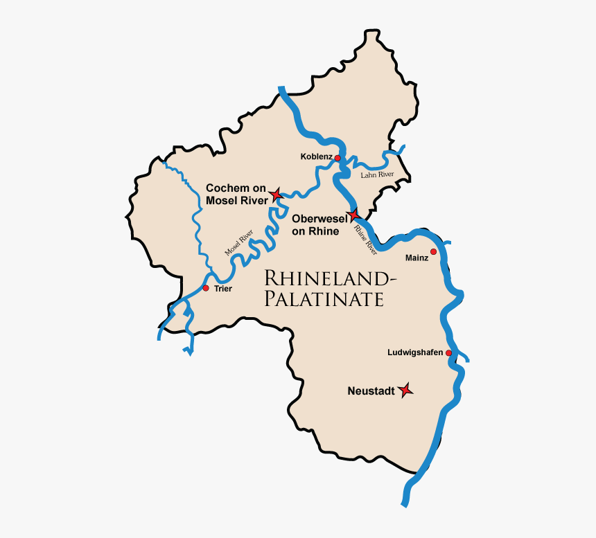 Map Of The State Of Rheinland-palatinate With Links - Rhineland Map, HD Png Download, Free Download