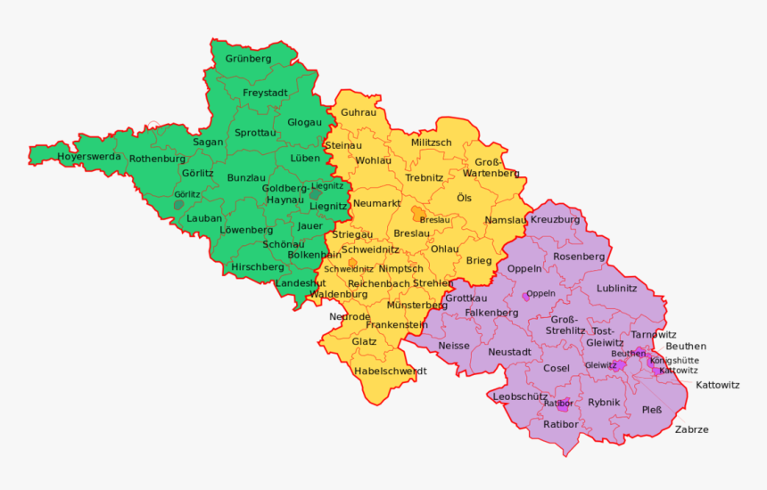 Schlesien Verwaltungsgliederung - Province Of Silesia Map, HD Png Download, Free Download