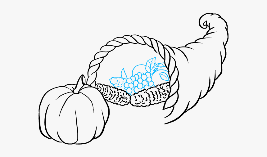 How To Draw Cornucopia - Step By Step Cornucopia Drawing Easy, HD Png Download, Free Download