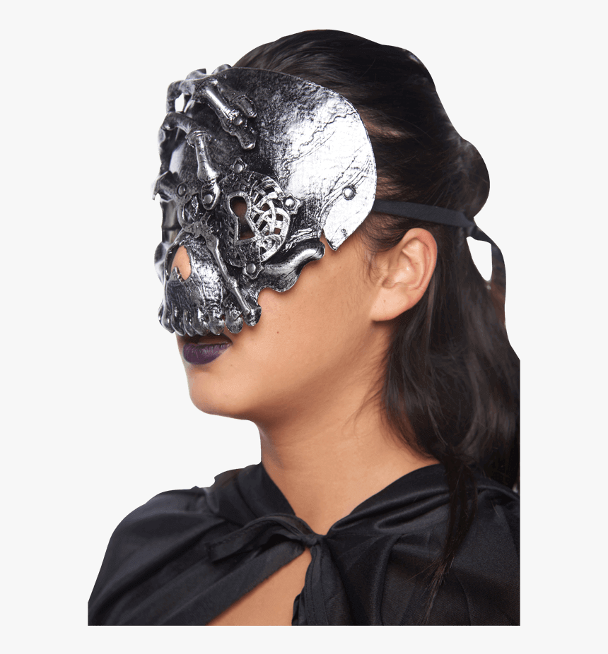 Silver Lock And Key Skull Mask - Headpiece, HD Png Download, Free Download