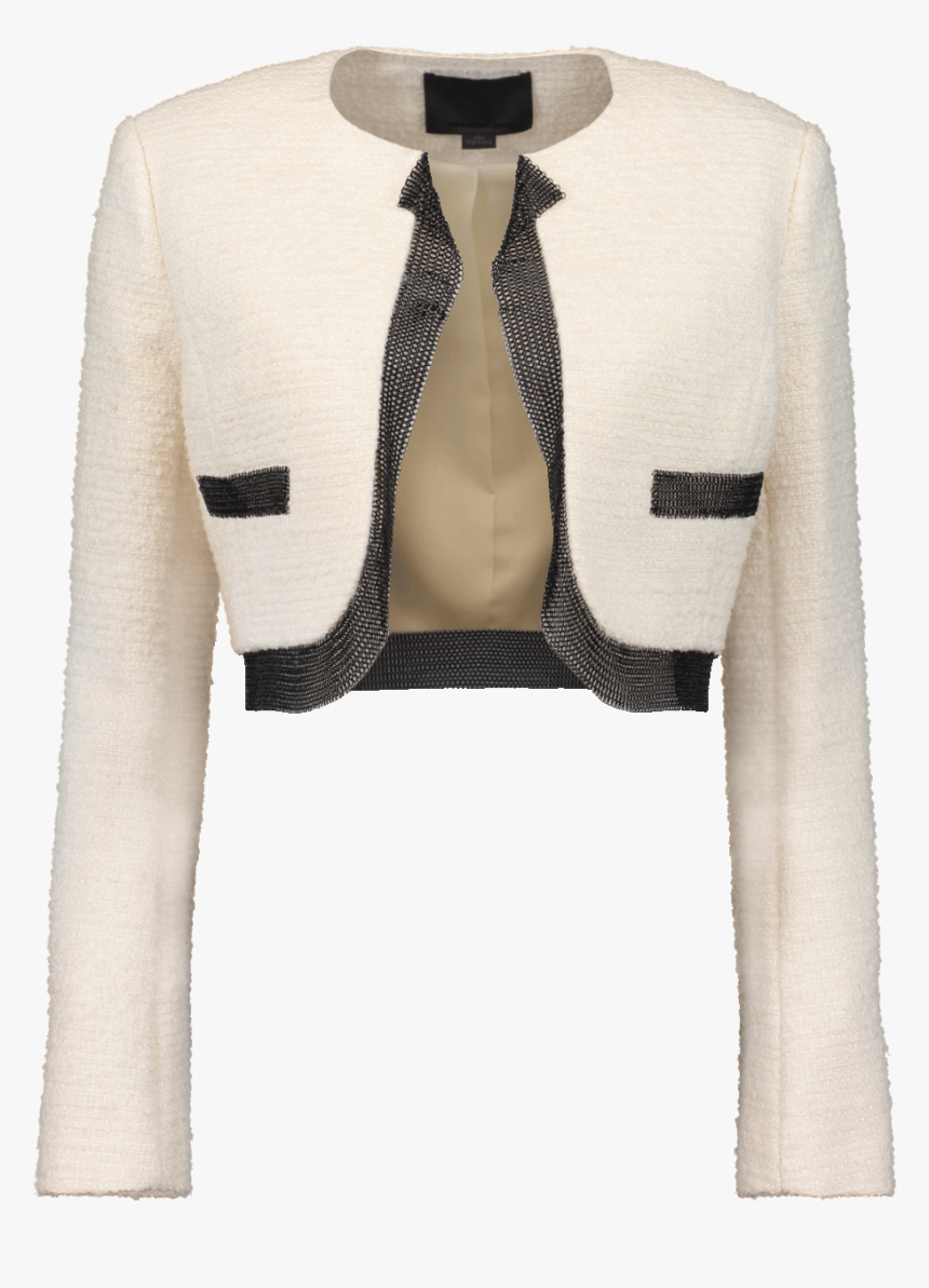 Alexander Wang Chain Mail Trim Crop Jacket In Ivory - Clothes Hanger, HD Png Download, Free Download
