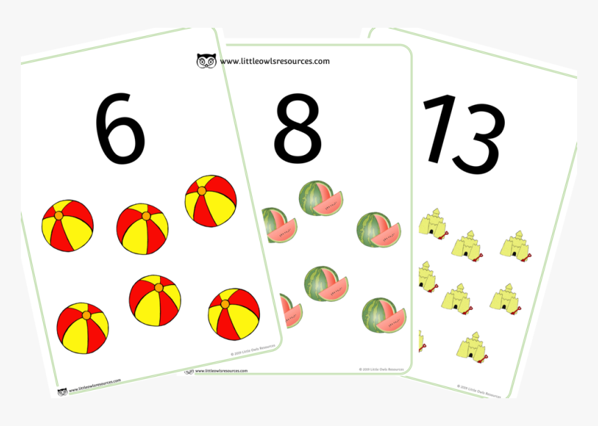 0-20 Summer Counting - 19 Printable Flashcard Numbers 1 20, HD Png Download, Free Download