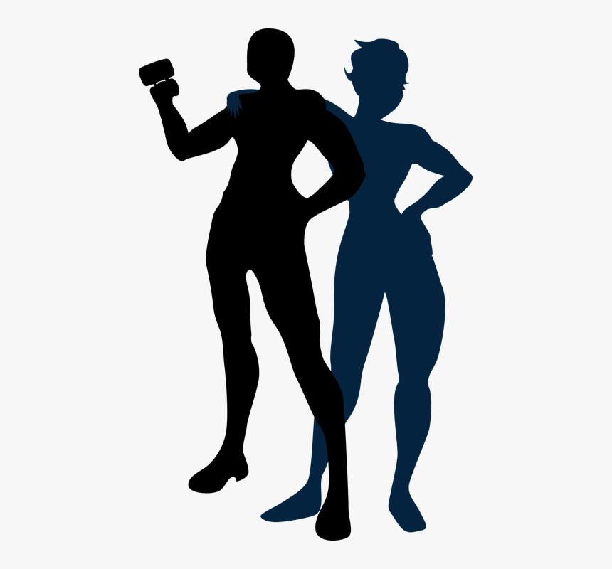 Man And Woman Silhouette Man With Cup Silhouette And - Fit Man And Woman Silhouette Clipart Png, Transparent Png, Free Download