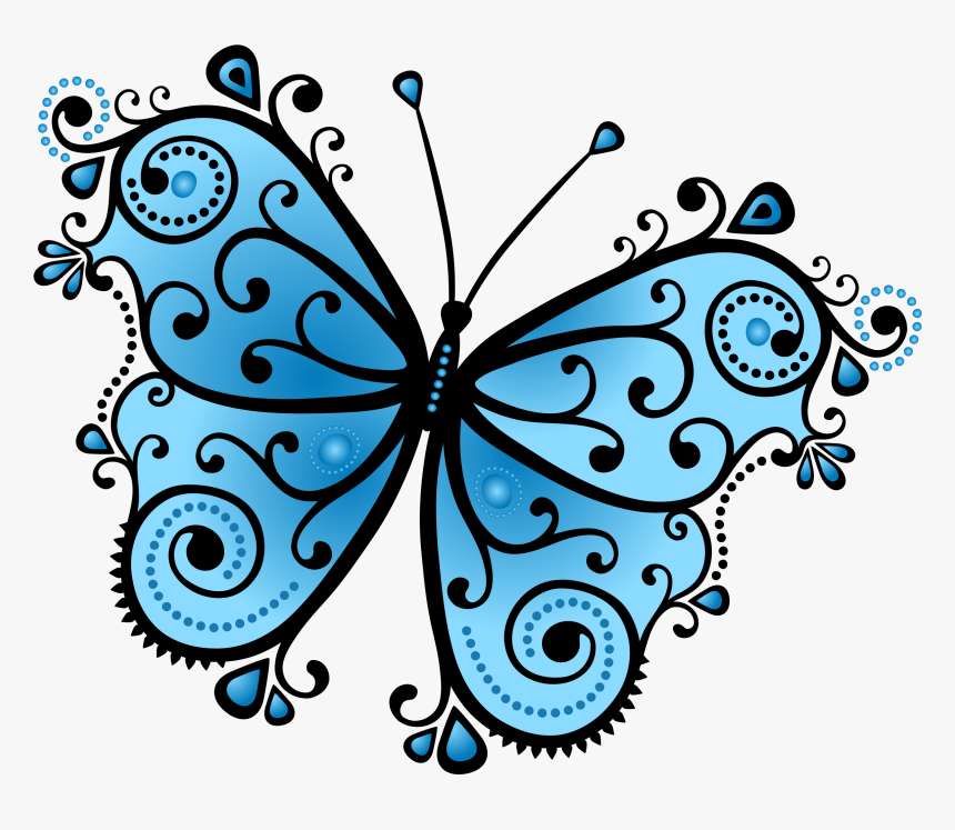 Transparent Blue Butterfly Png - Drawing Of Butterfly In Design, Png Download, Free Download