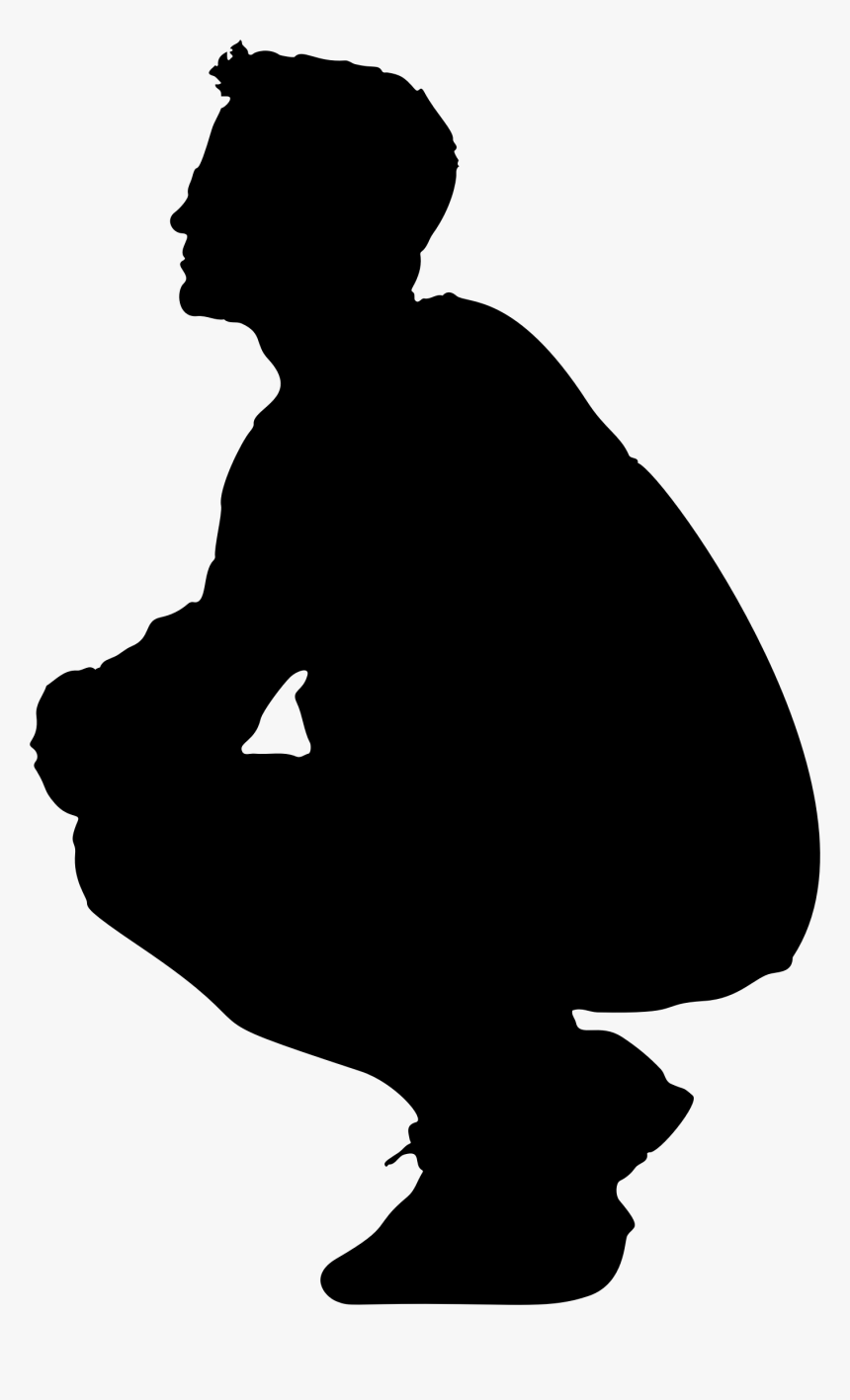 Man Squatting Silhouette Big - Transparent Bunny Shadow, HD Png Download, Free Download