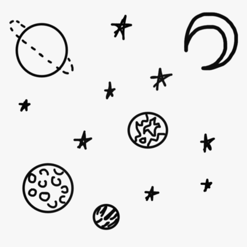 Moon And Stars Drawing Tumblr - Aesthetic Space Png, Transparent Png - kind...