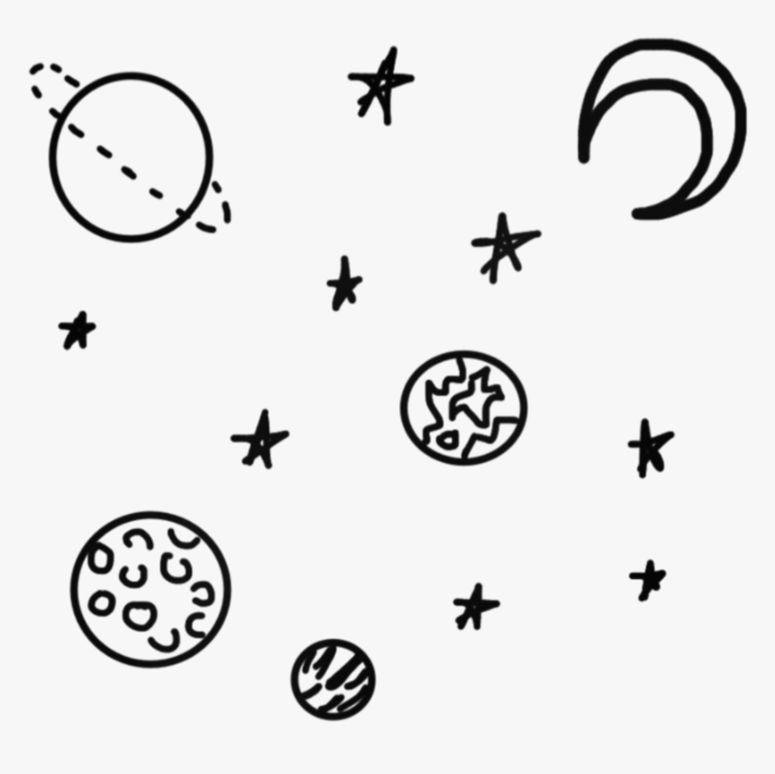 Moon And Stars Drawing Tumblr - Aesthetic Space Png, Transparent Png, Free Download