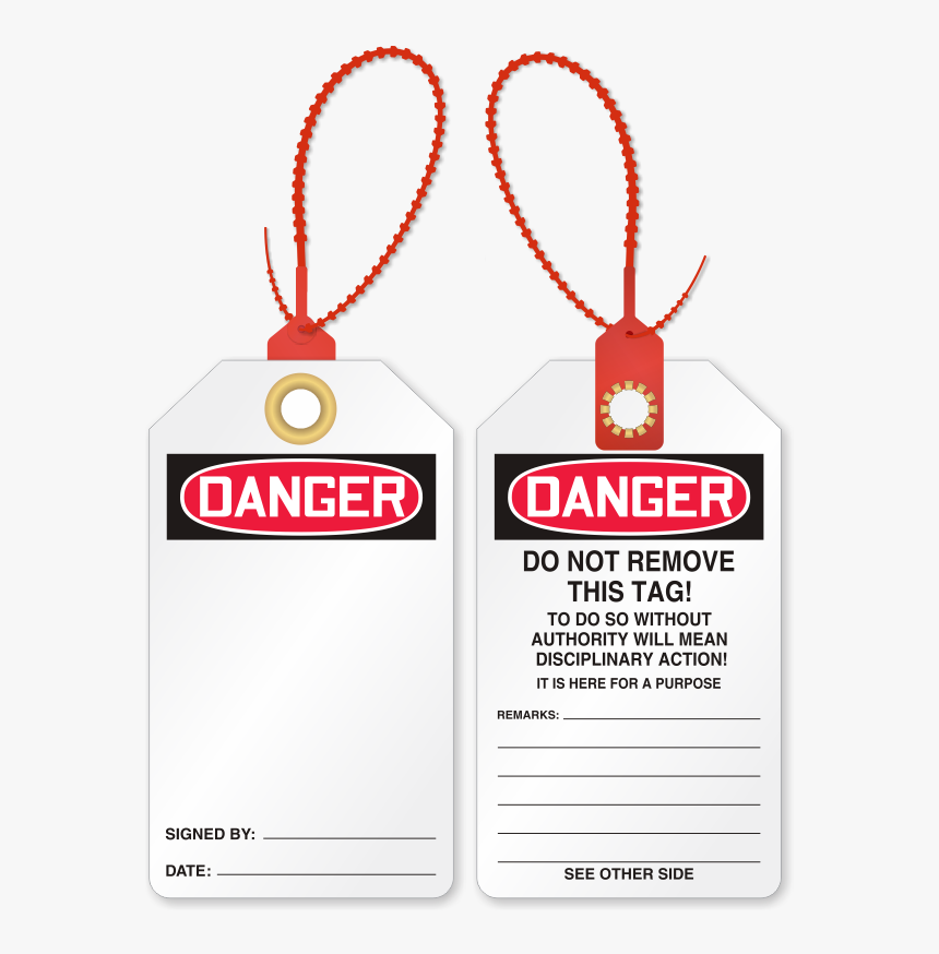 2-sided Blank Loop N Lock Danger Tie Tag - Sign, HD Png Download, Free Download