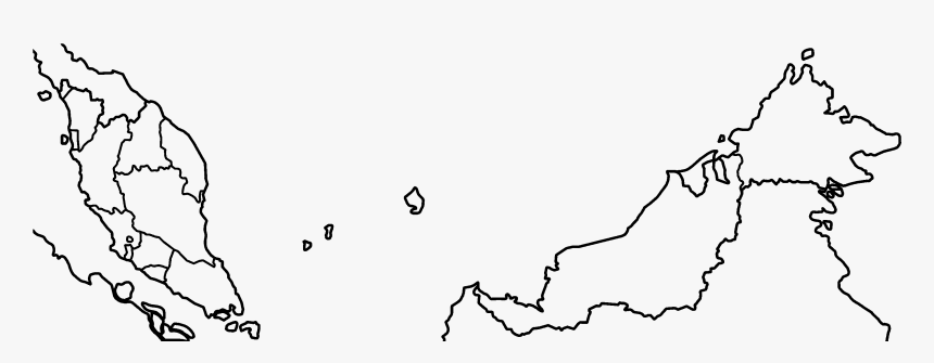 Malaysia States Blank - Drawing Of Malaysia Map, HD Png Download, Free Download