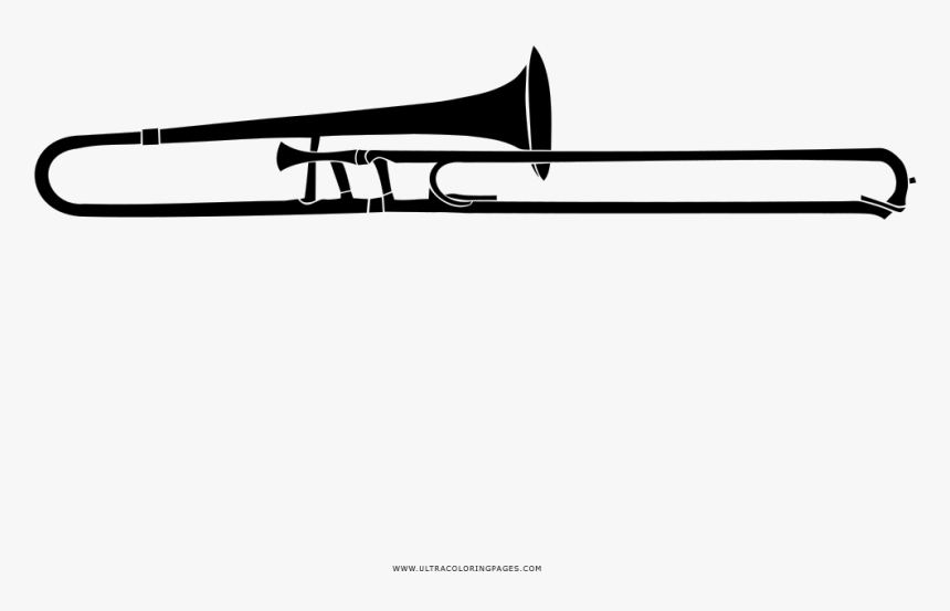 Trombone Coloring Page - Trombon Dibujo Blanco Y Negro Png, Transparent Png, Free Download